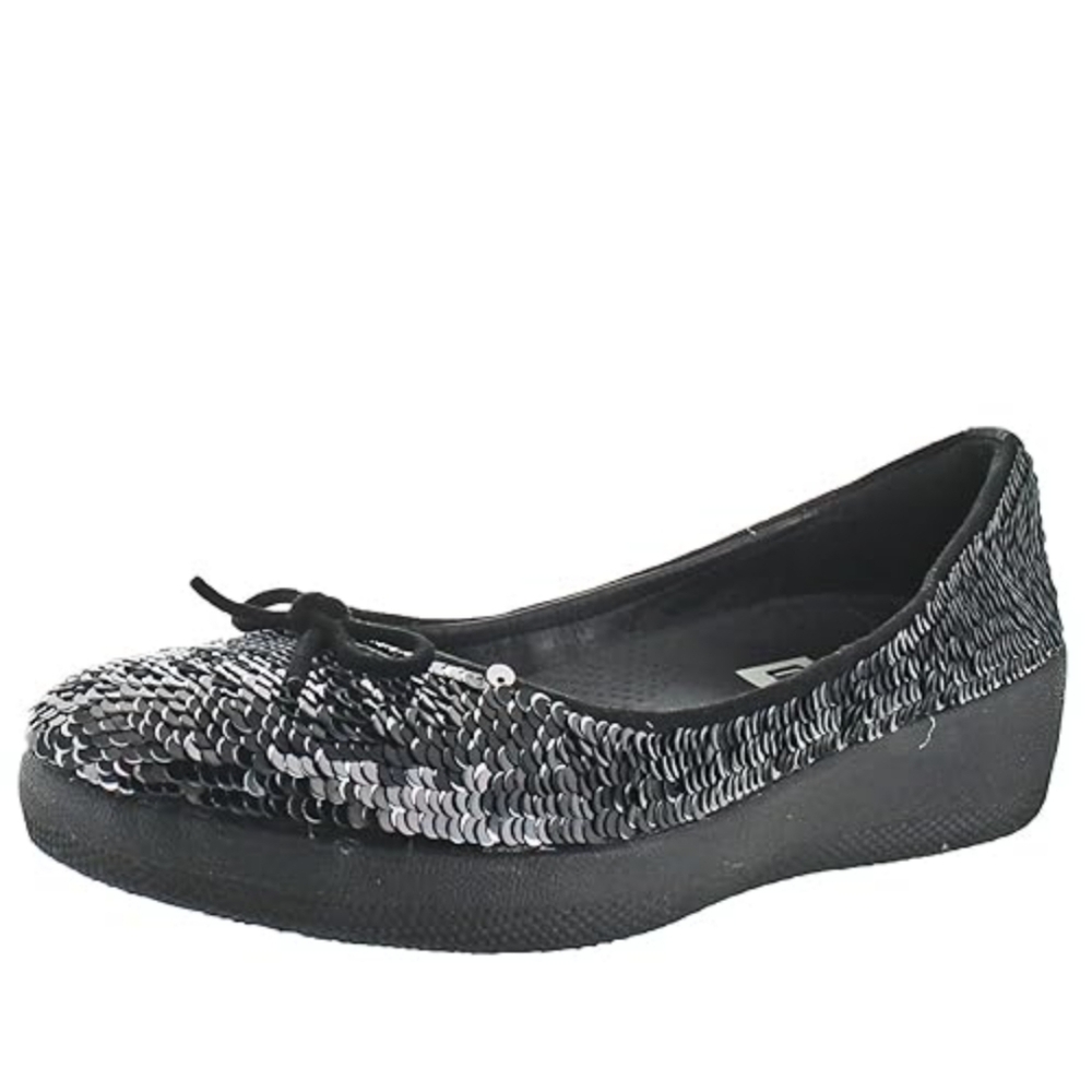 FITFLOP Women's Superballerina Reversible Sequin Flat Slip-On Arch Support Shoes